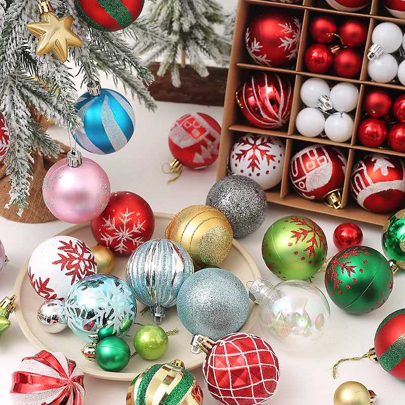 

Y-S004 2022 Christmas Decoration Supplies Xmas Ornament 42 Pieces 3-6cm Christmas Balls Christmas Decorations