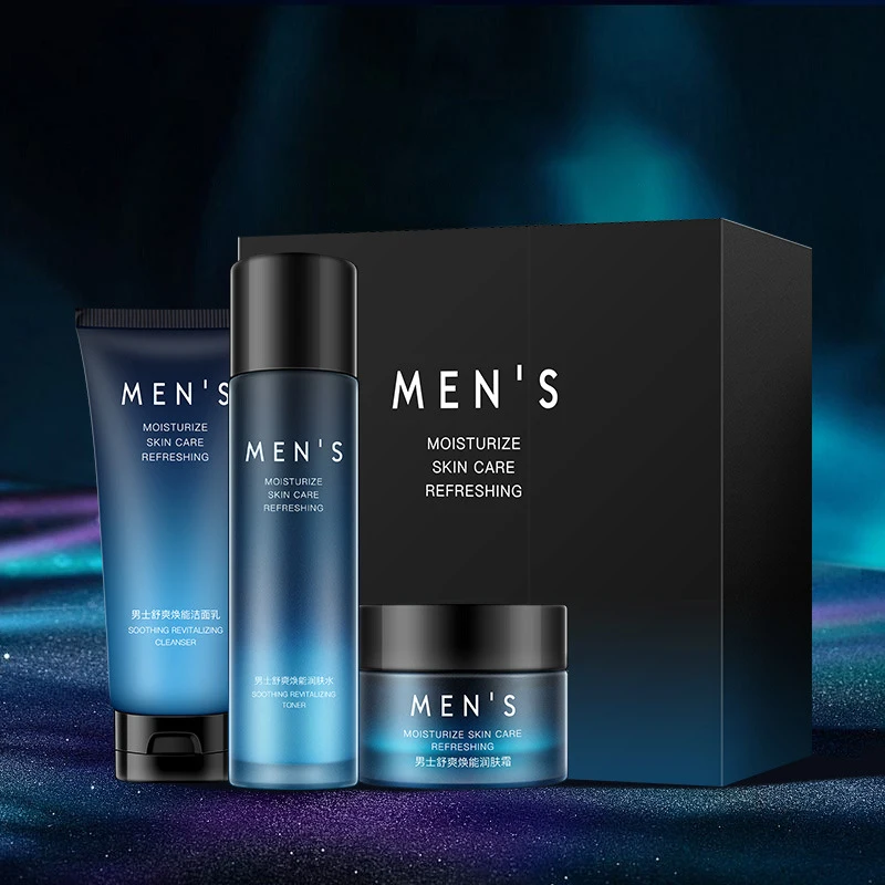 

Men's Skin Care Set Product Men Cuidado Facial Kit Oil Control Shrink Pore Cleanser Toner Cream Moisturizing Facial Care Men Kit