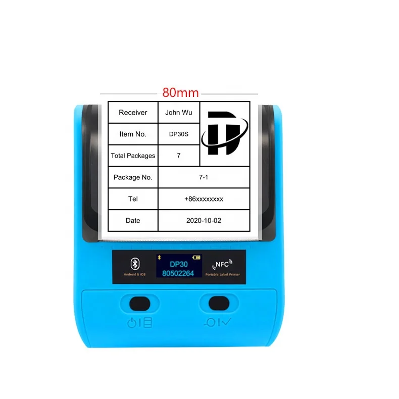 

DeTong-DP30 80mm BT Connection Smartphone Android Printer Sticker Barcode Label Printer