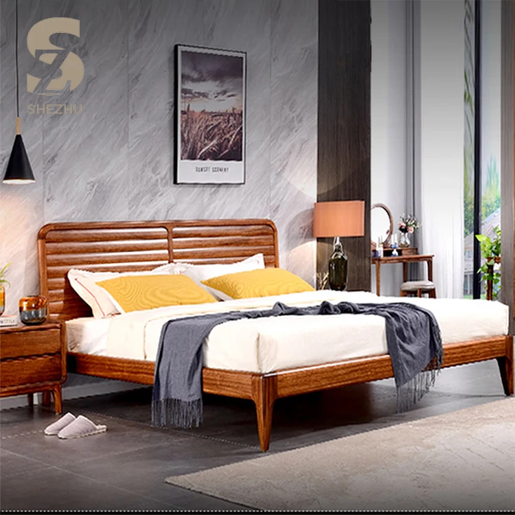 Simple Modern Design Solid Wood Double Bed Bedroom Furniture Simple Modern Design Solid Wood Double