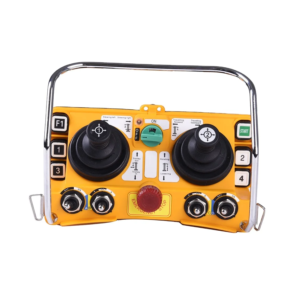 

F24-60 Telecrane joystick 8 channel 5 speed crane wireless radio industrial remote control with transmitter and receiver, Yellow and black