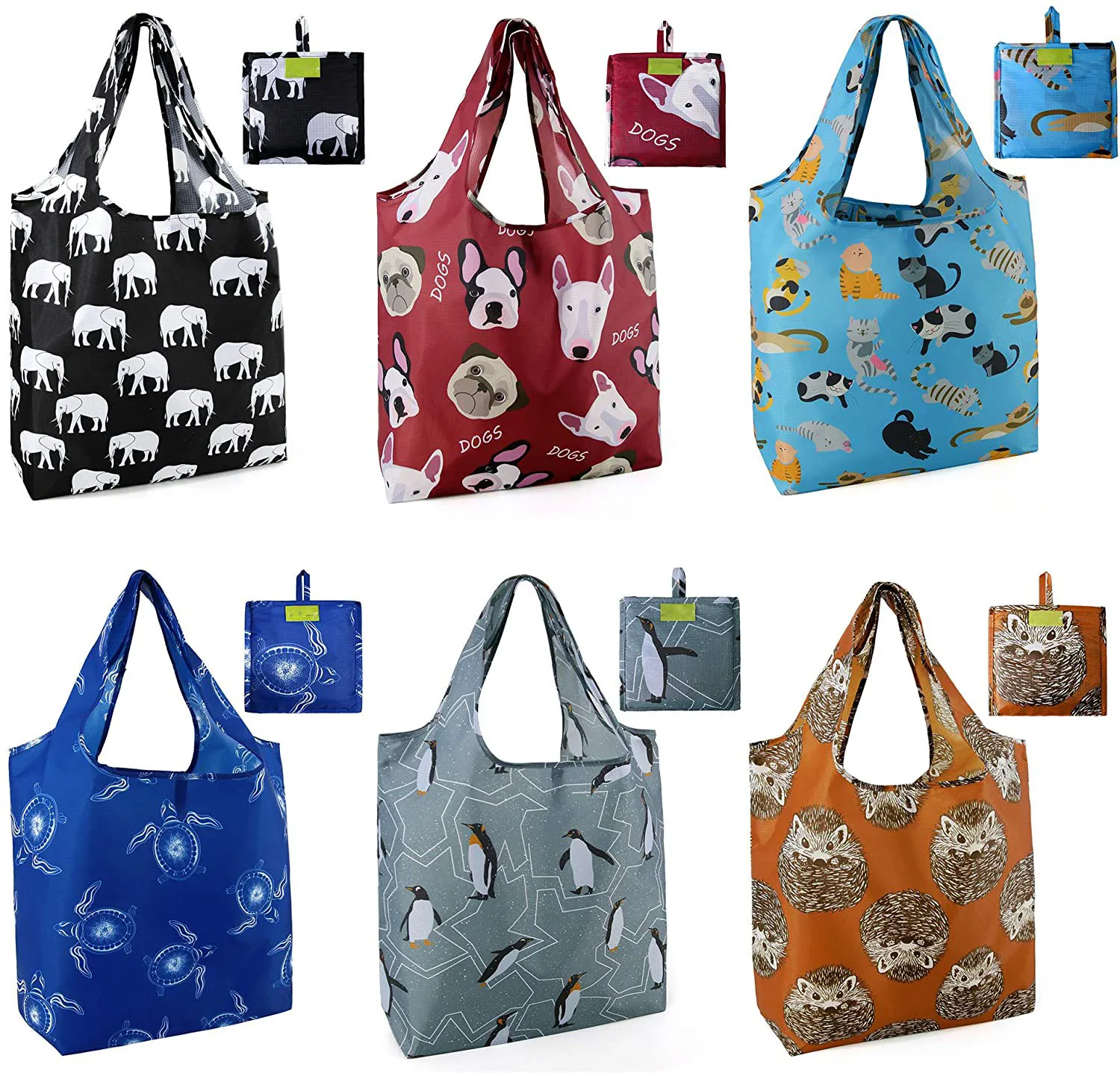 

Reusable Grocery Bags Foldable Shopping Nylon Bags with Pouch Bulk Eco-Friendly, Customized