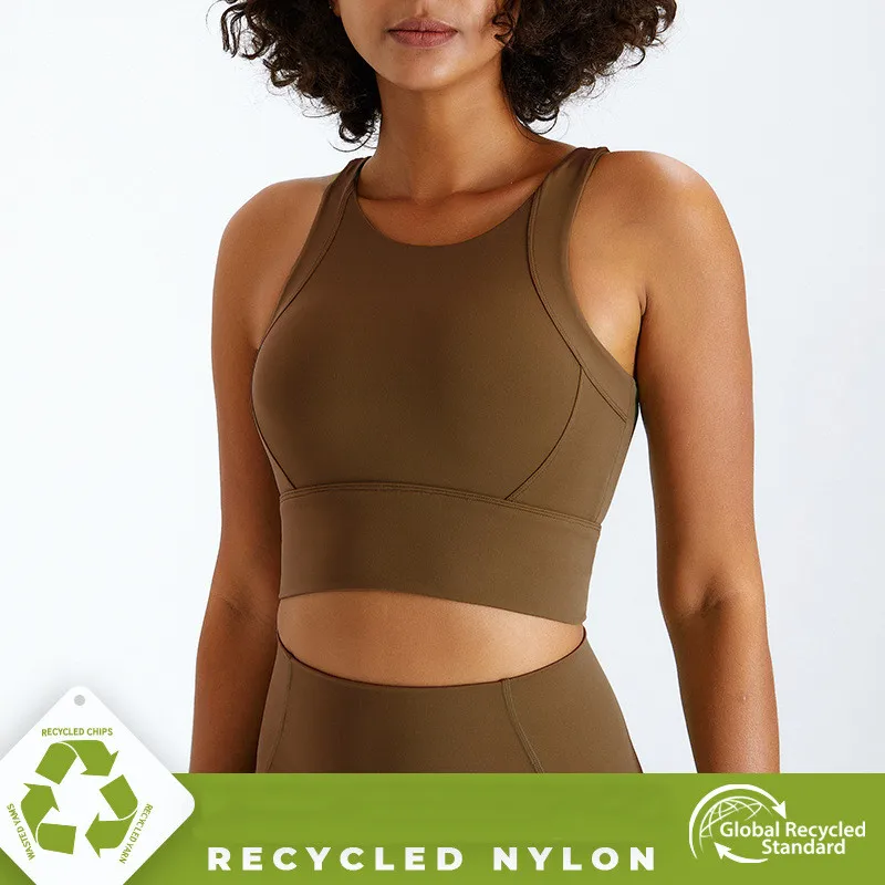 

custom 2022 recycled fabric Nylon yoga wear lulu lemon tank sports bra tops women gym sets fitness clothing accessories, Sports tracksuit 2 colors