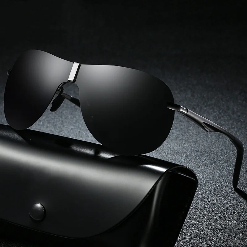 

Newest men classic oversized polarized rimless driving Sport glasses