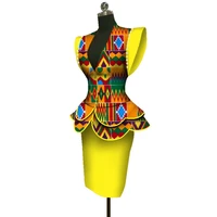 

wholesale Print office dresses Top and Straight Skirt Sets African 2 Pieces Skirt Set Bazin Riche African Clothing WY3691