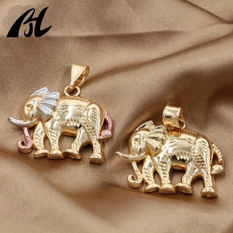 

Animal Charm Pendant Gold Stainless Steel Elephant Jewelry, Picture