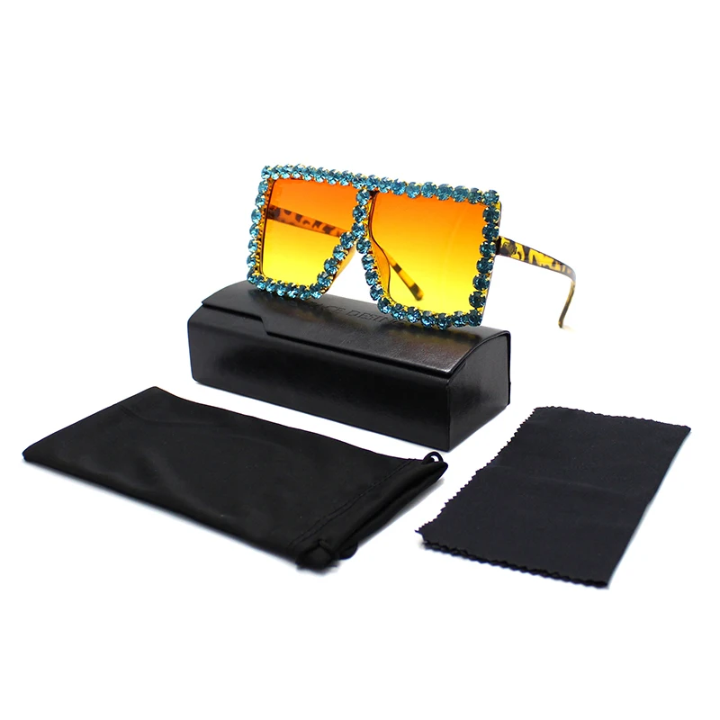 

Customizable Oversized Square Large Frame Bling Diamond Sunglasses, 7 colors
