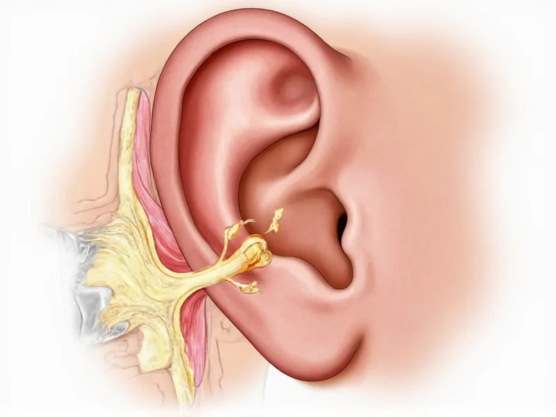 Close-up of healthy ear anatomy showing eardrum