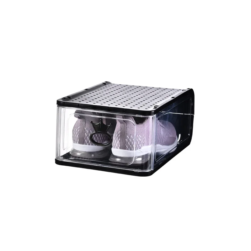 

Transparent shoe box shoe containers cabinet acrylic plastic storage shoe box, White and black gray