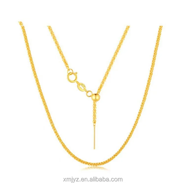 

Certified 18K Gold Pin Type Chopin Chain Au750 Color Gold Pin Type Extension Chain Necklace Choker Jewelry Wholesale