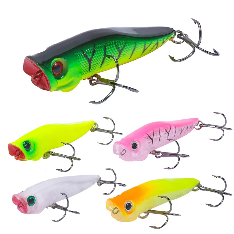 

7cm/6.2g Artificial Topwater Popper Plastic Hard Bait 3D Simulation Eyes 6# With Hook Wobblers Bionic Bait Fishing Lure