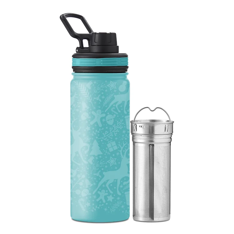 

Customized Stainless Steel Vacuum Flask Water Bottle Insulated Sports Bottle with handle lid and infuser