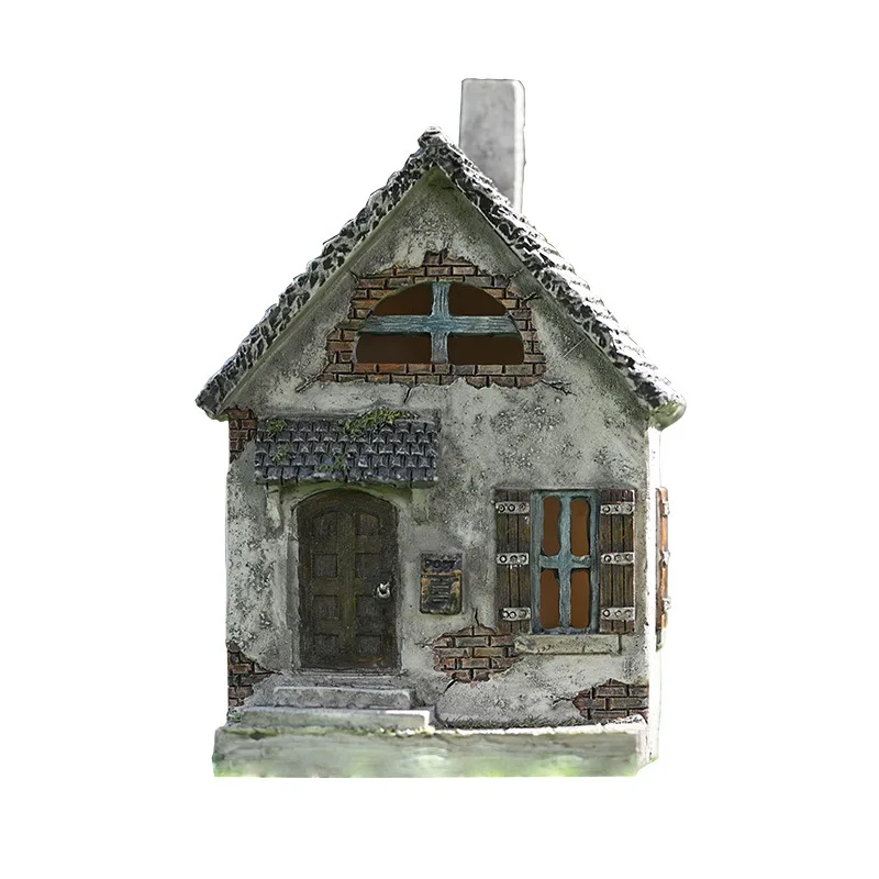 

Time Slow 1pcs Fairy House Resin Crafts Outdoor Balcony Villa Ornament Garden Room Decor Miniature Landscape Cartoon WindowHouse, Color mixing