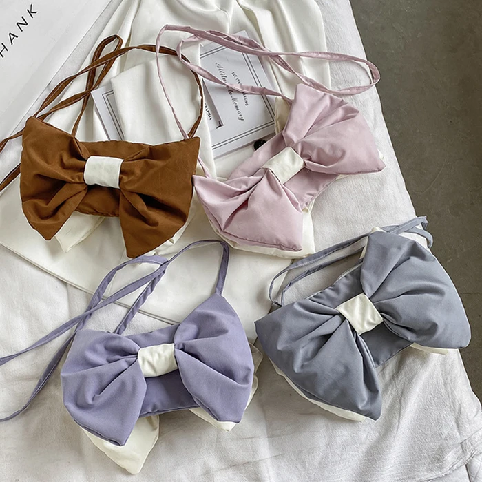 

2021 New Fashion Women Bag Four Color Wide Bow Shape Shoulder Bag Cute Sling Bag Crossbody