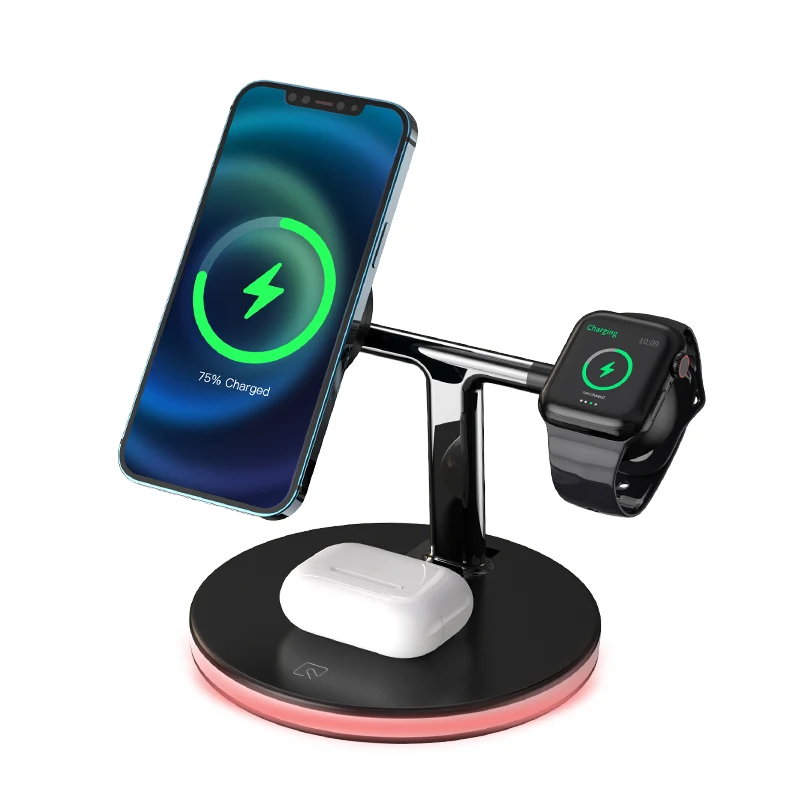 

Compatible 99% Wireless Charging Smart Phone 3 in 1 Desk Lamp Magnetic Weless Charger, White,black