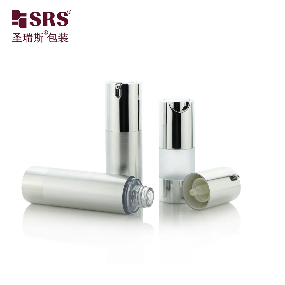 

AS 50ml Stock Available Airless Bottle Serum Pump Bottle Silver Color Skin Care Lotion Cosmetic Packaging