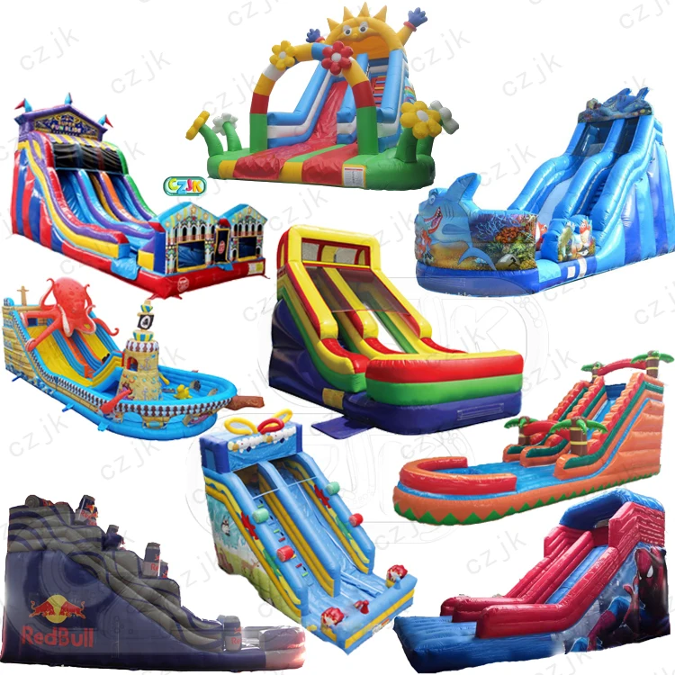 
hot commercial tropical palm tree jungle pool inflatable water slide for sale 
