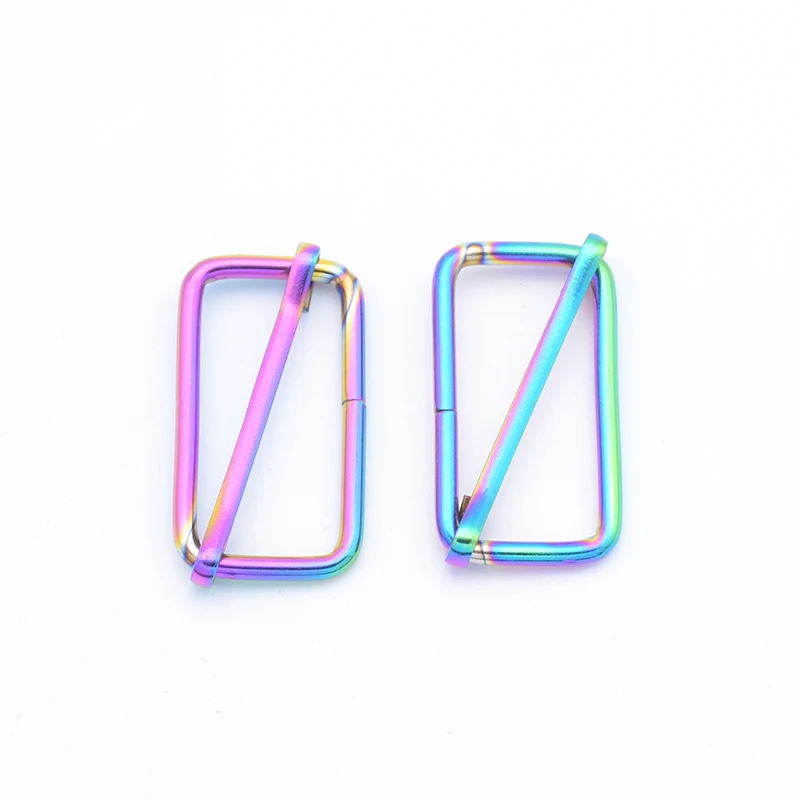 

Dropshipping Handbag Strap Connector Rainbow Rectangle Square Ring Slider Buckle Adjustable Buckle (a bag of 10pcs)