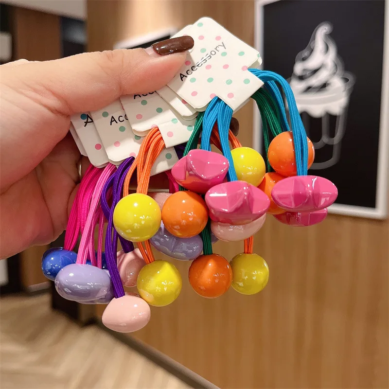 

2pcs Children Love Shape Hair Band Hair Ties Star Shape Solid Color High Elastic Kids Girls Ponytail Holders Hairband