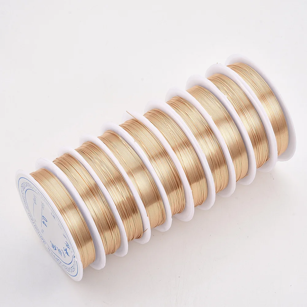 

PandaHall 0.5mm Long Lasting Plated Light Gold Jewelry Copper Wire