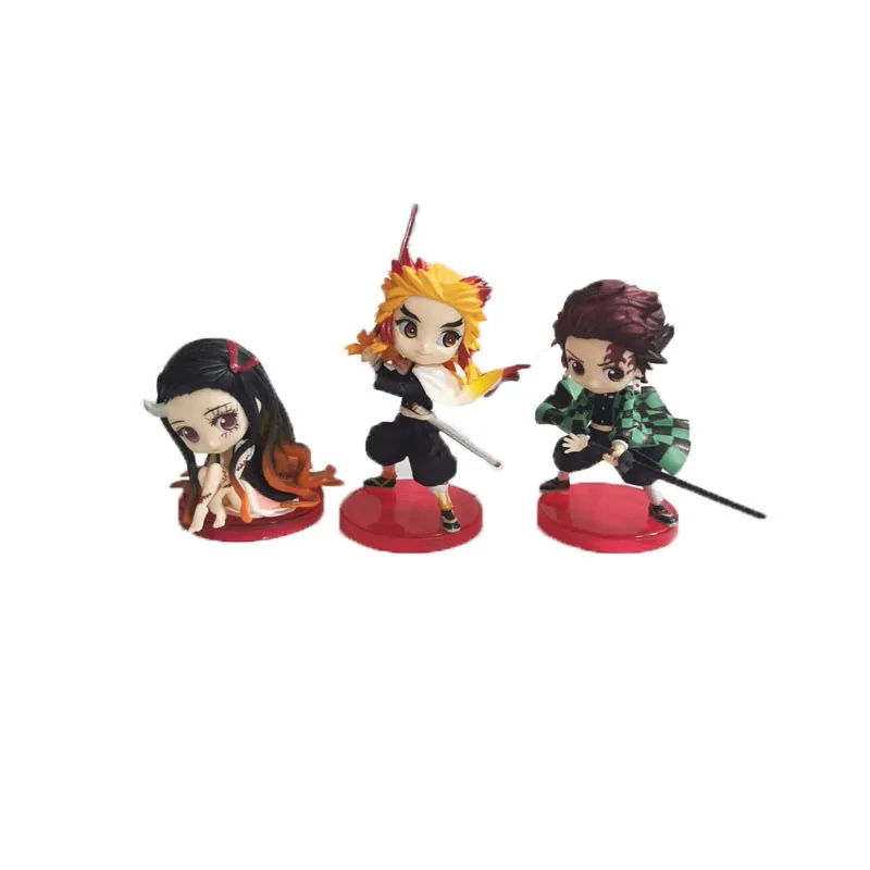 

Qposket Demon Slayer Kimetsu no Yaiba Kamado Tanjirou Kamado Nezuko Cartoon Model Toy 3pcs/set action figure