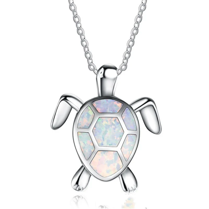 

2021 Amazon Hot Sale Opal Tortoise Necklace Animal Jewelry Cute Sea Turtle Pendant Necklace