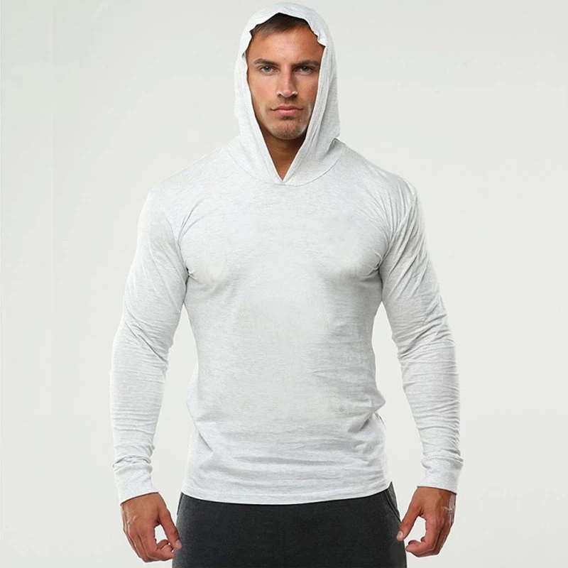 

wholesale competitive price custom blank hooded long sleeve t shirt men sportswear t shirt