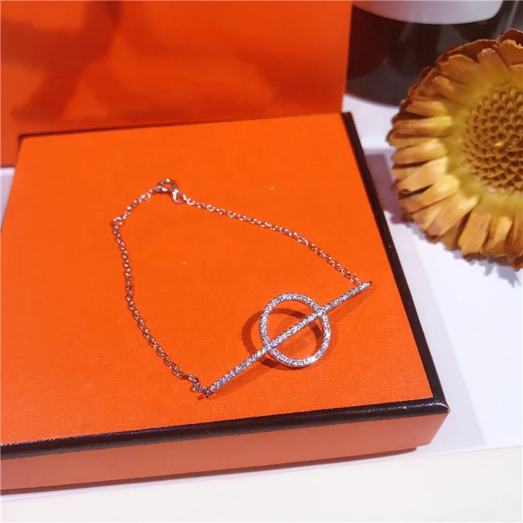 

100% 925 Sterling Silver Wholesale Personality Fashion Woman Girl Party Gift White Gold Round Thin Zircon Bracelet