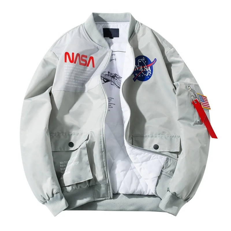 

Wholesale 2021Clothing Urban Custom LOGO Style Hip Hop Men Chamarras Nasa Bomber Jacket, Black, light gray, dark blue