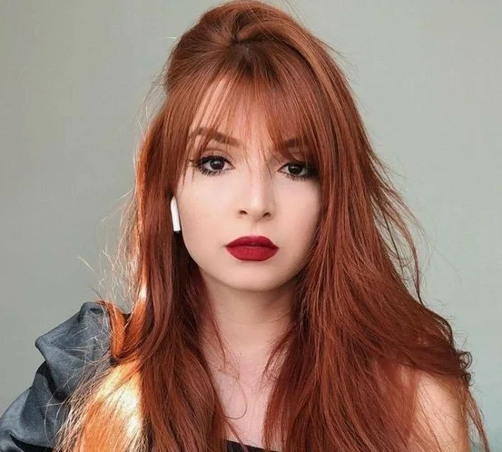 

Long Wavy Wigs with Bangs Dark Brown Wigs for Women Colored Cosplay High Temperature Fiber Wigs