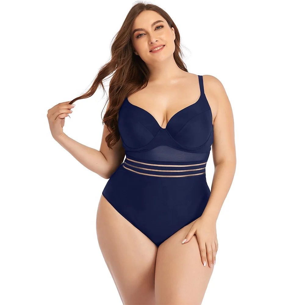 

2021 Sexy Plus Size High Waist V Neck Plump Bust Stretchy Women Bikini Swimwear Swim Suit Beach Pool Aquatic, Black , navy blue , blue, red