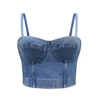 

B51567A New style ladies sexy slim backless fashion denim crop tops
