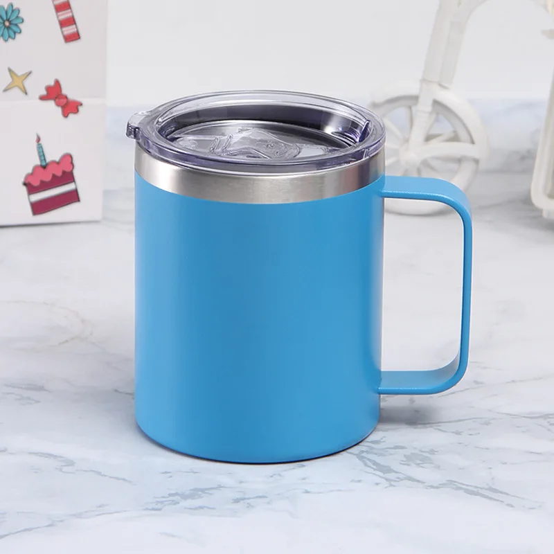 

12oz Double Wall Vacuum Insulated Coffee Tumbler Stainless Steel Coffee Mug Cup with Lid and Handle, 7 colors available