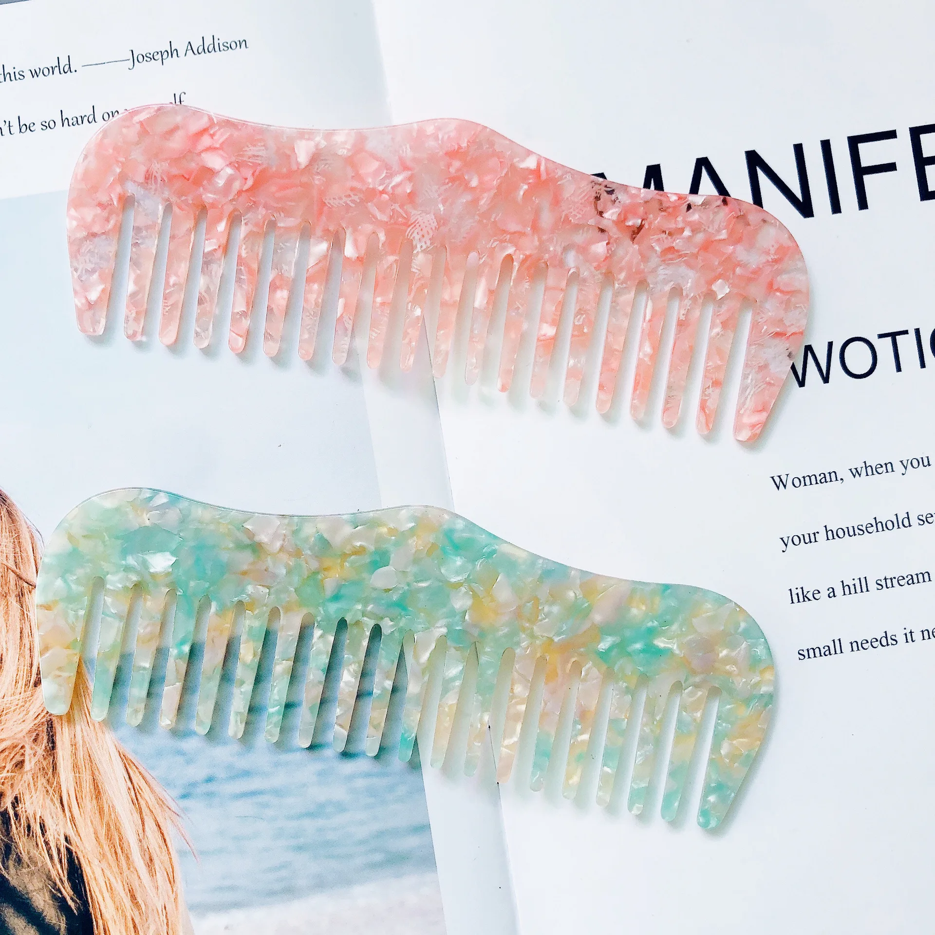 

Jachon Private custom logo fashion salon resin acid material cellulose acetate comb for lady