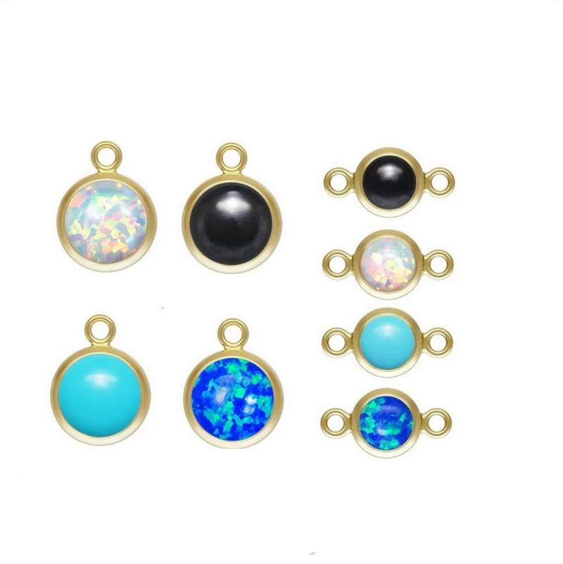 

Fashion 14K Gold Filled Bezel Imitation Turquoise Charm Jewelry Opal White Pendant for DIY Necklace Bracelet Making