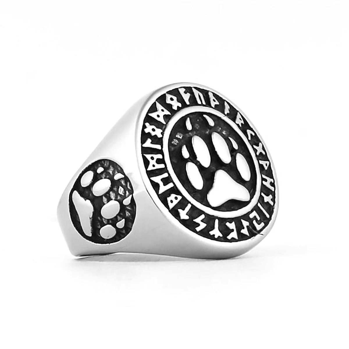 

Vintage Nordic Viking Rune Bear Claw stainless Hip Hop Punk Animal Stainless Steel Ring