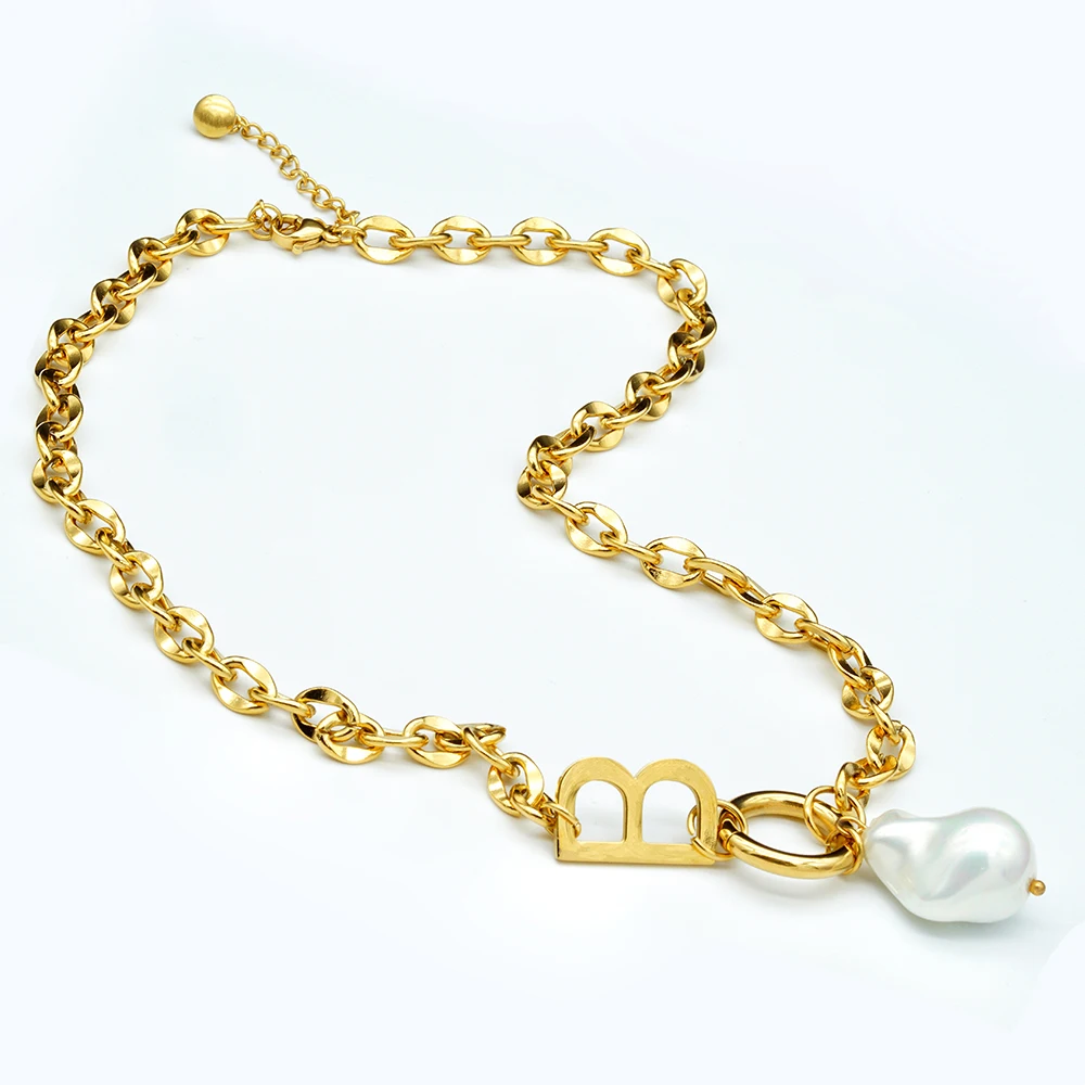 

Stainless Steel Letter Necklace Charms 14K Initial Necklace Gold