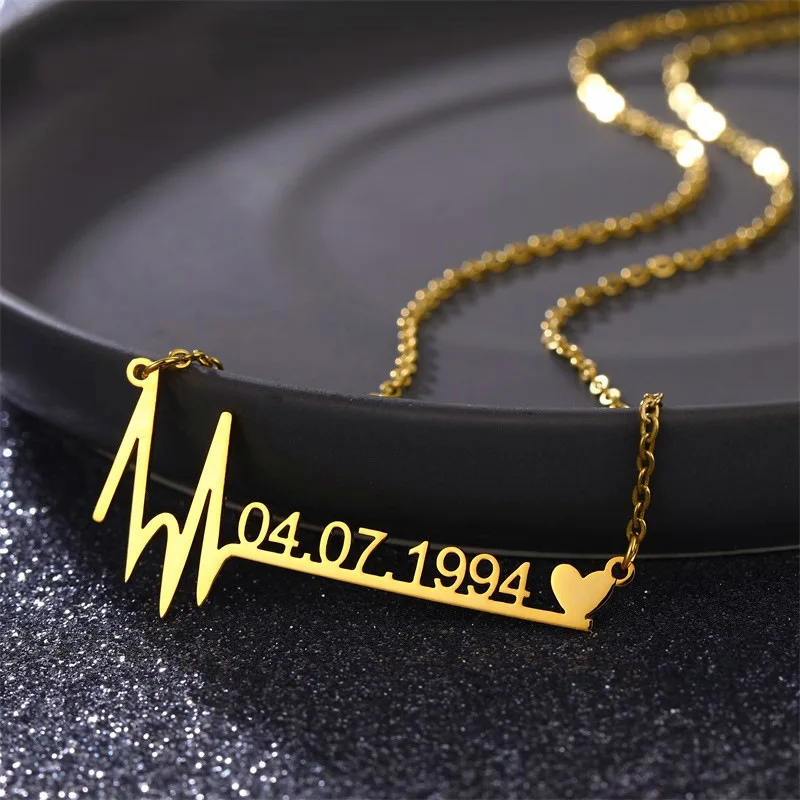 

Customized Letter Name Birthday Necklace Chain Jewelry Tags Stainless Steel Personalised Pendant Custom, Gold sliver rose gold