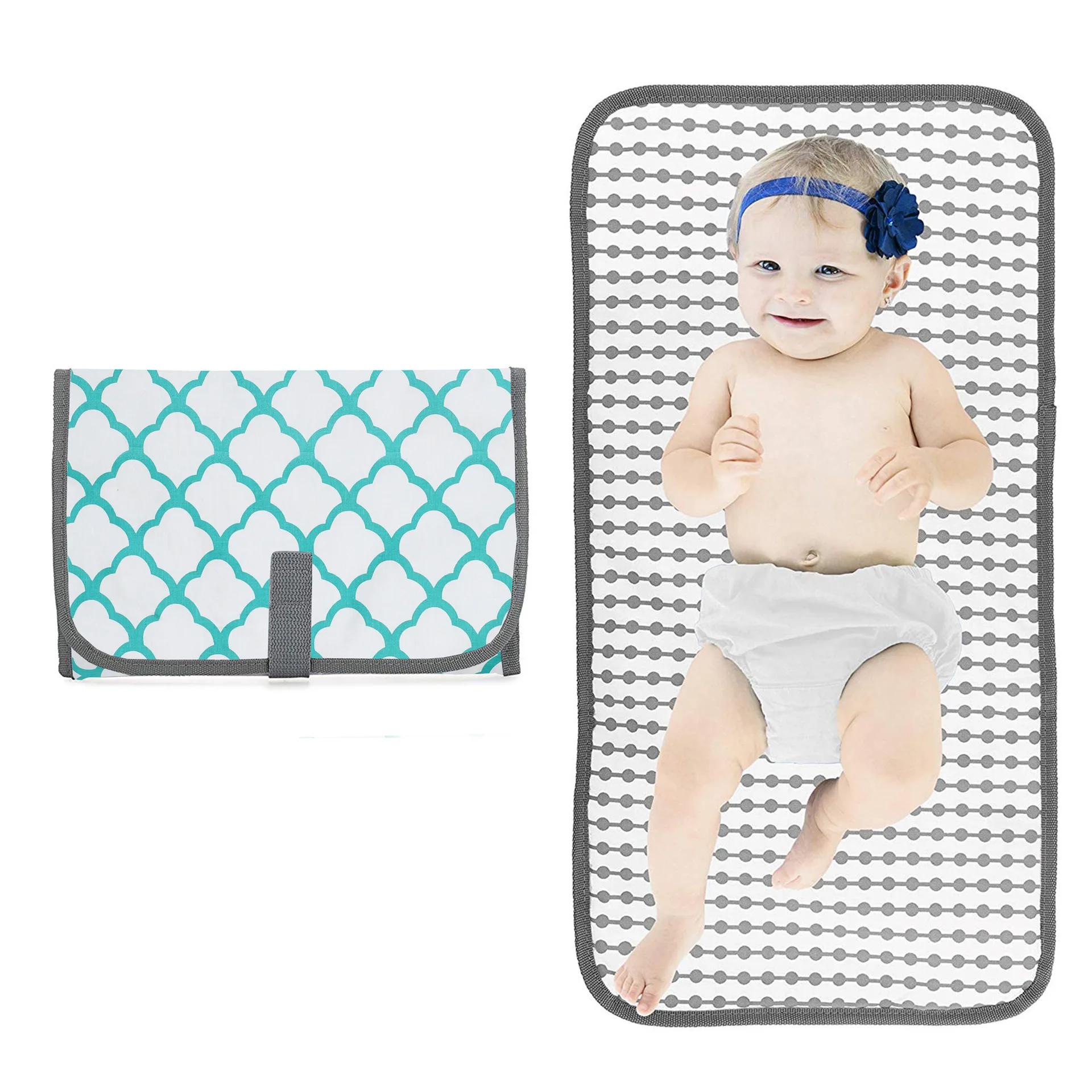 

Baby Care Portable Waterproof Traveling Foldable baby diaper changing pad, Gray