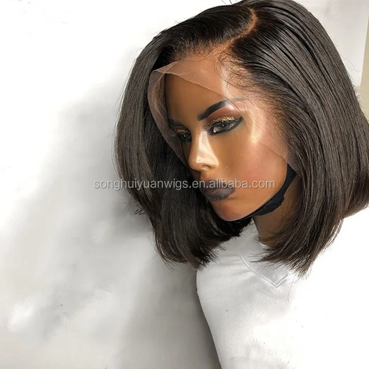 

Pretty glueless Medium Brown lace 13*4 Lace Front Wig curly Bob Human hair In Stock With preplucked hairline And Bleached