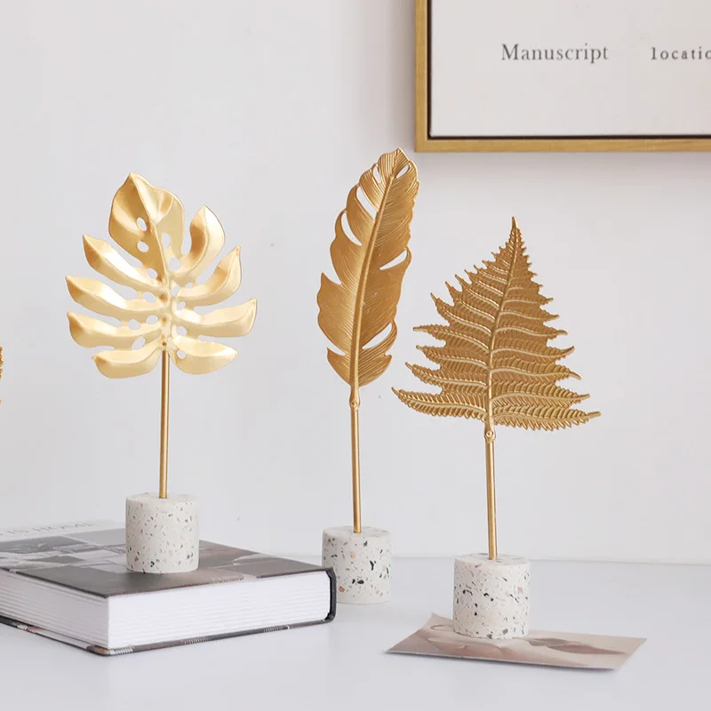 

Nordic Light Luxury Golden Leaf for living room Home accessories Leaves artificial leaves Crafts Gift wedding decorations