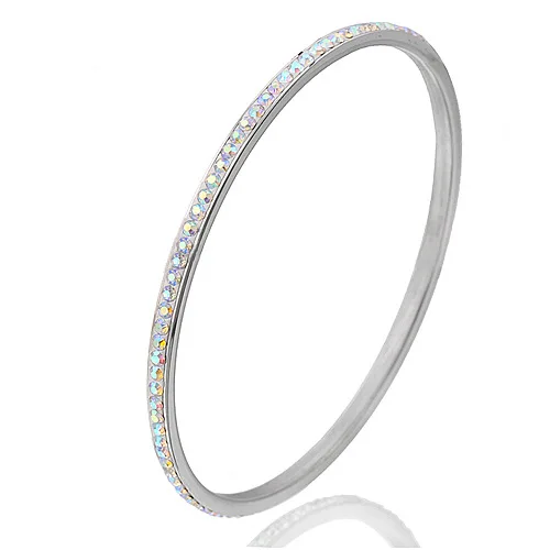 

Classic Trendy Stainless Steel Bangle Bracelet Full Iced Out Diamond Bangles For Women Ladies