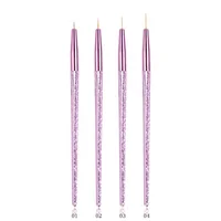 

2019 Hot Sale 4 Pcs /Set New Design Painting Brush Nail Brush Pink Metal Acrylic Handle Nail Art Liner Brush with Nylon Hair