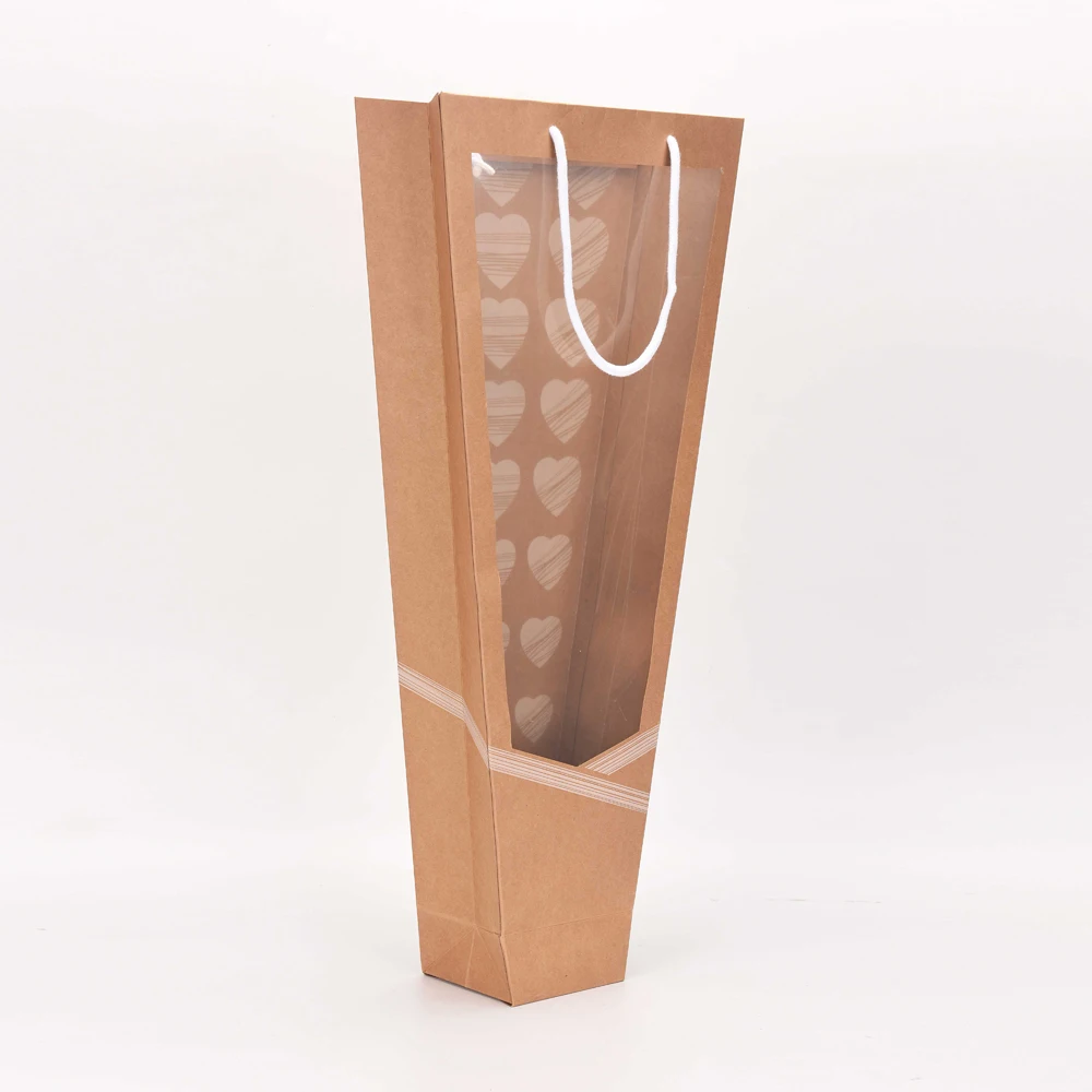 

Eco friendly zero waste reusable brown kraft shopping flower paper bag
