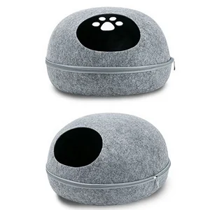 Multi-colored portable creative mini zipper egg shape cozy felt cat bed cave