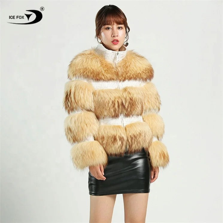 Fashion Women Short Style Real Raccoon Fur Coat Custom Winter Women Russian Raccoon Fur Coat
