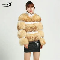 

Fashion Women Short Style Real Raccoon Fur Coat Custom Winter Women Russian Raccoon Fur Coat