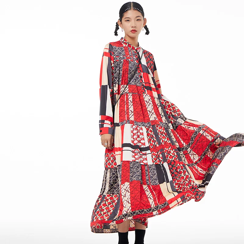 

Vintage Long Dress Plus Size Women's Elegant Dresses 2022 Spring New Women Trendy Temperament Look Thin 5392-801