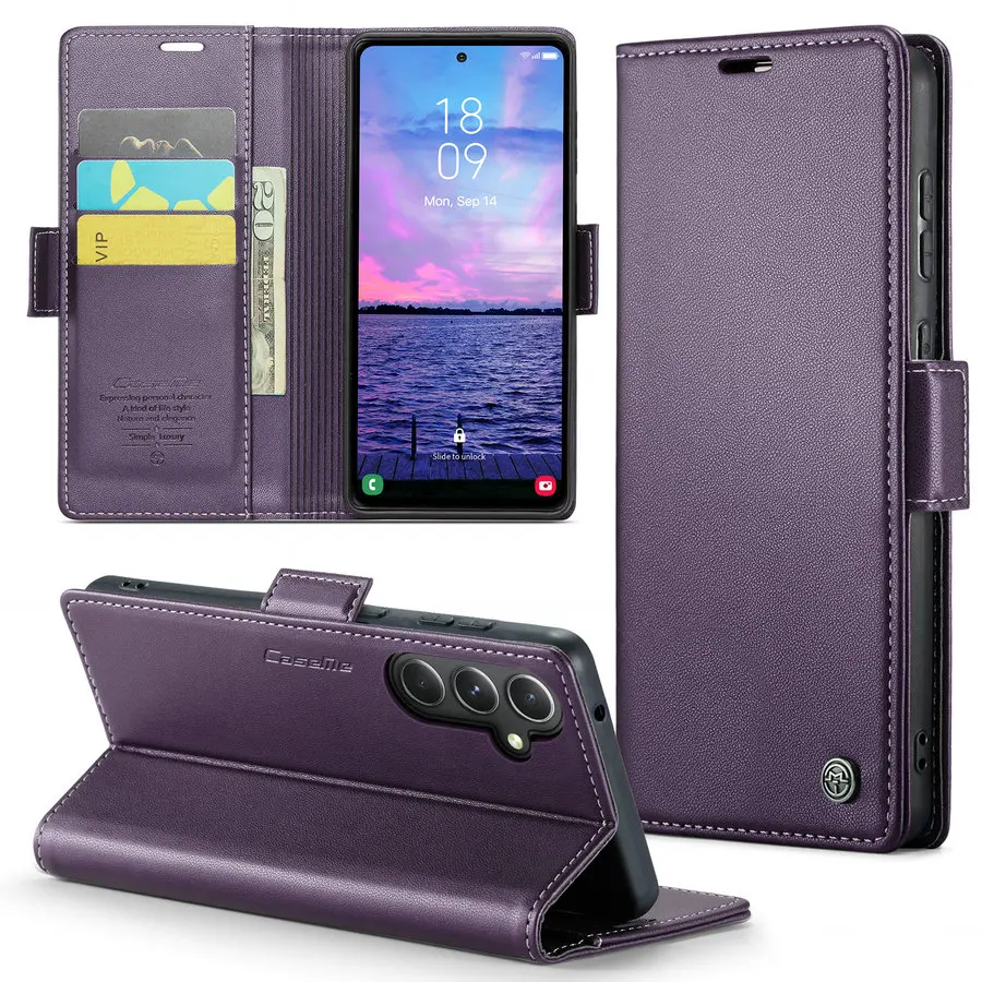 

CaseMe RFID Magnetic Case For Samsung Galaxy S23FE with Luxury Kickstand Card Wallet Leather Case For Samsung S23FE Fold Cover