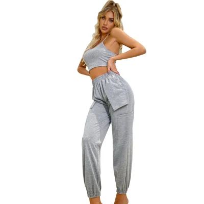 

High Quality Cotton Knitted Women Drawstring Waist Sweatpants Outdoor Jogging Sports Workout Trousers, Customized color